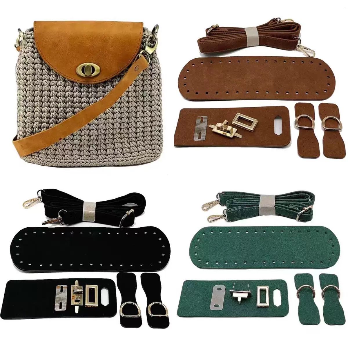 Leatherwork Hardware - Borsa a tracolla in pelle fatta