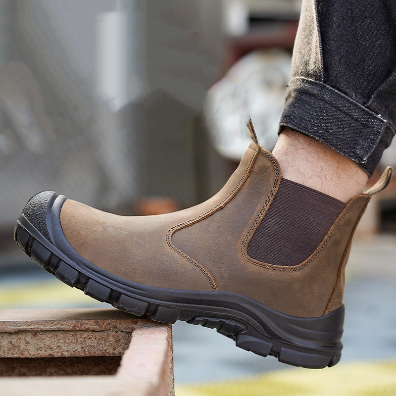 Leather Work Flats - Copri punta in acciaio moda uomo