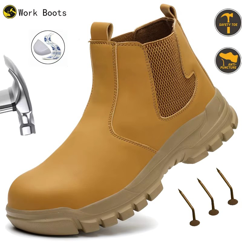 Leather Work Flats - Stivali da lavoro antinfortunistici da uomo