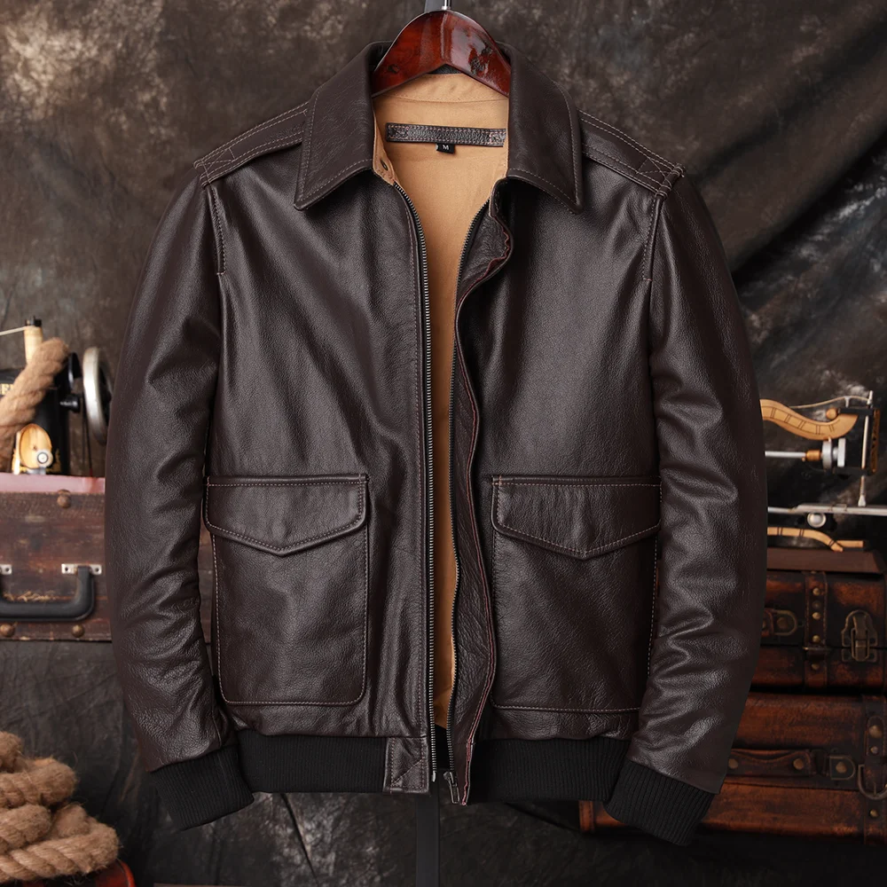 Leather Work Jacket - Giacca da Pilota A2 in Vera