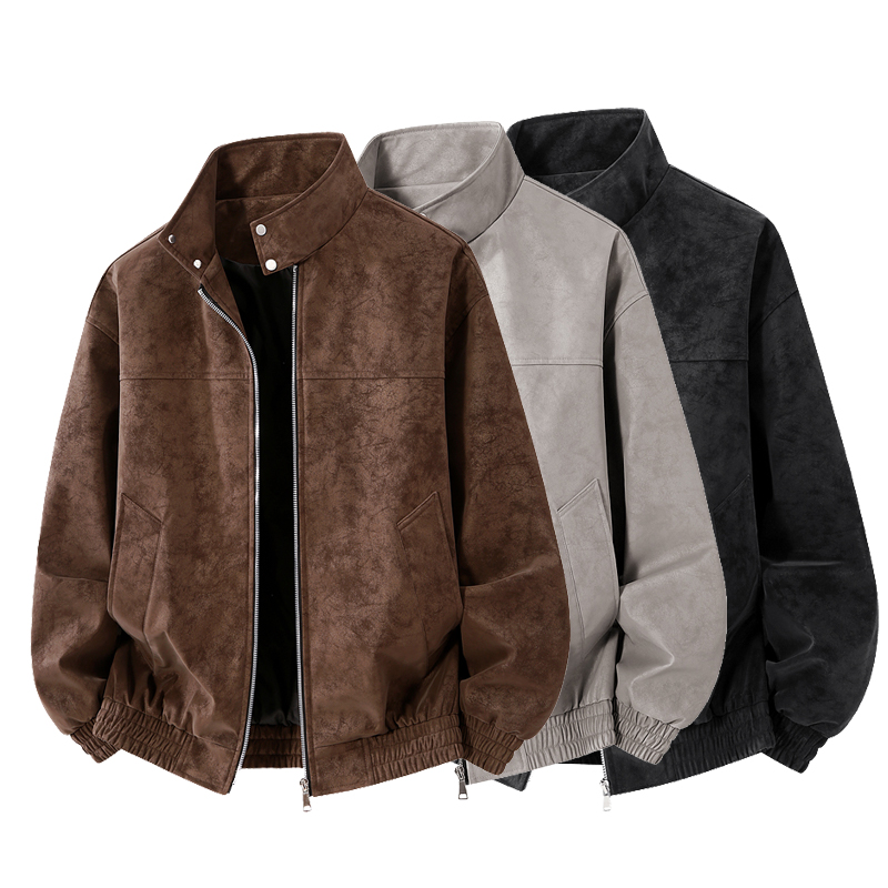Leather Work Jacket - Giacca in pelle da uomo con