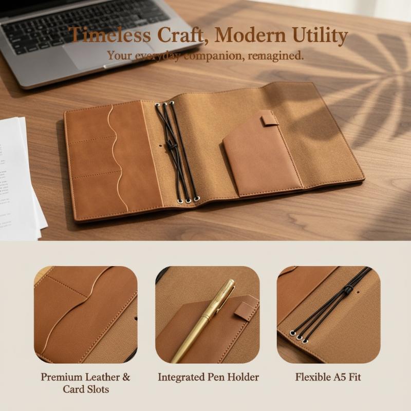Leather Work Notebook - Organizer ricaricabile in pelle Crazy Horse,