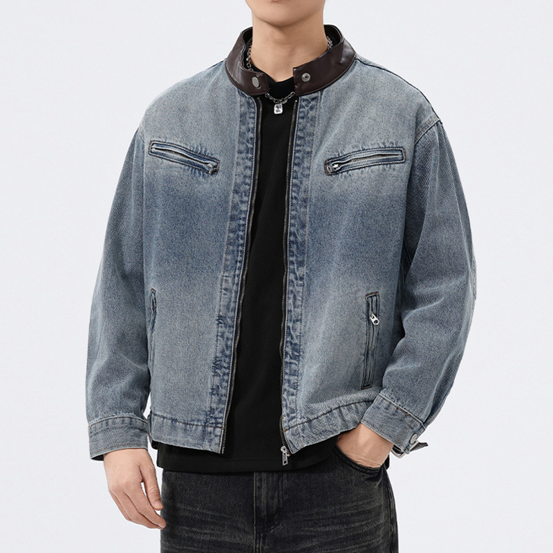 Giacca in denim da uomo con co - Leather Work Jacket recensione e prezzo