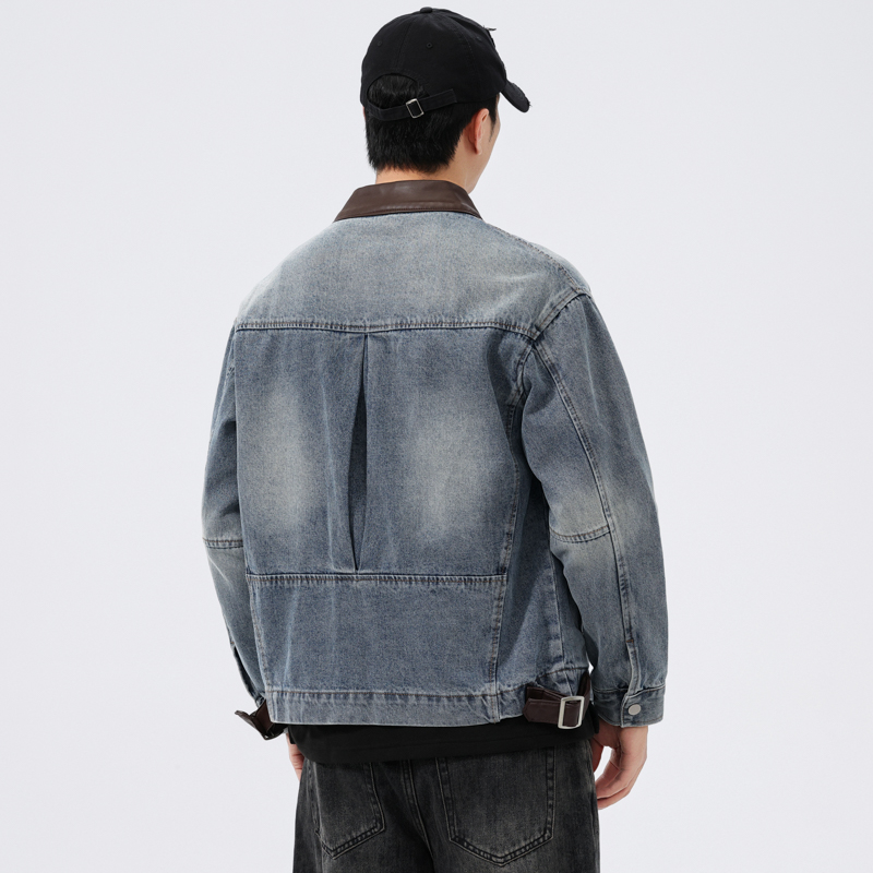 Giacca in denim da uomo con co - Leather Work Jacket recensione e prezzo